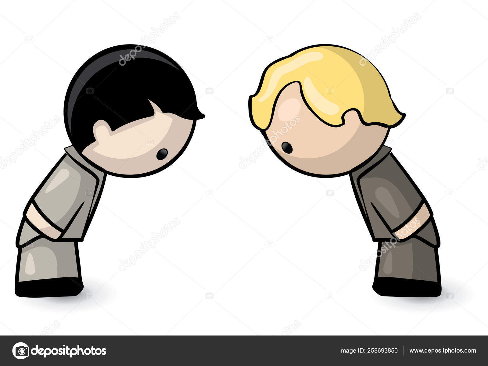 White Asian Man Bowing Eachother Sign Respect Readiness Work Together