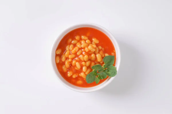 Kom Met Gebakken Bonen Tomatensaus — Stockfoto