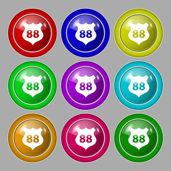 Sinal Ícone Estrada Símbolo Nove Botões Coloridos Redondos Ilustração — Fotografia de Stock
