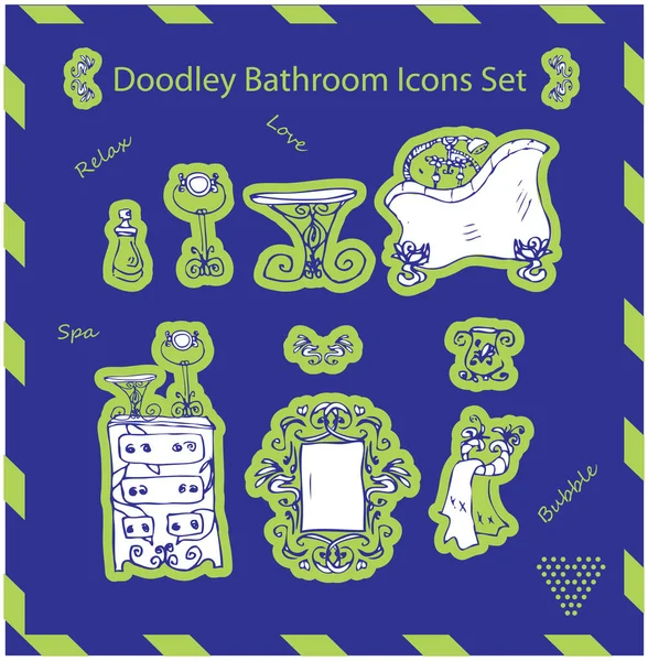 Doodley Etiketleri Şablon Banyo Icons Set — Stok fotoğraf