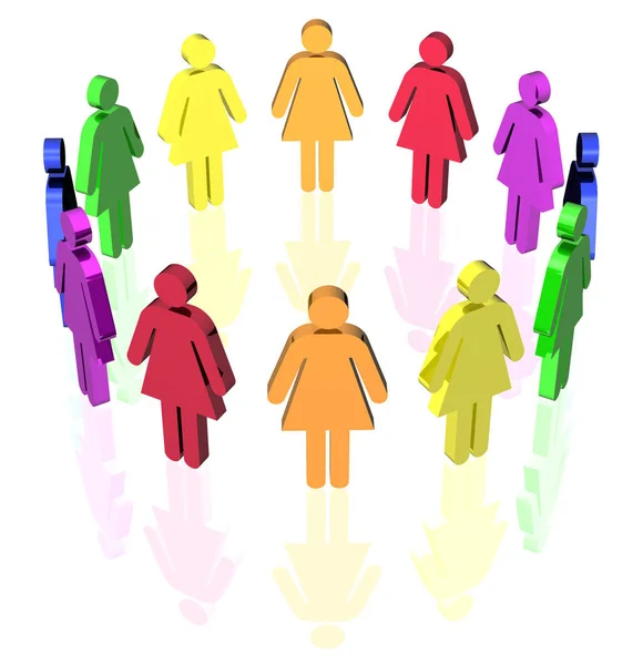 Геи Флага Цветные Женщины Знаки Помещены Круг — стоковое фото