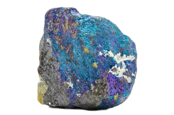 Exempel Vacker Chalcopyrite Bornite Naturpreparat Isolerad Vit Bakgrund — Stockfoto