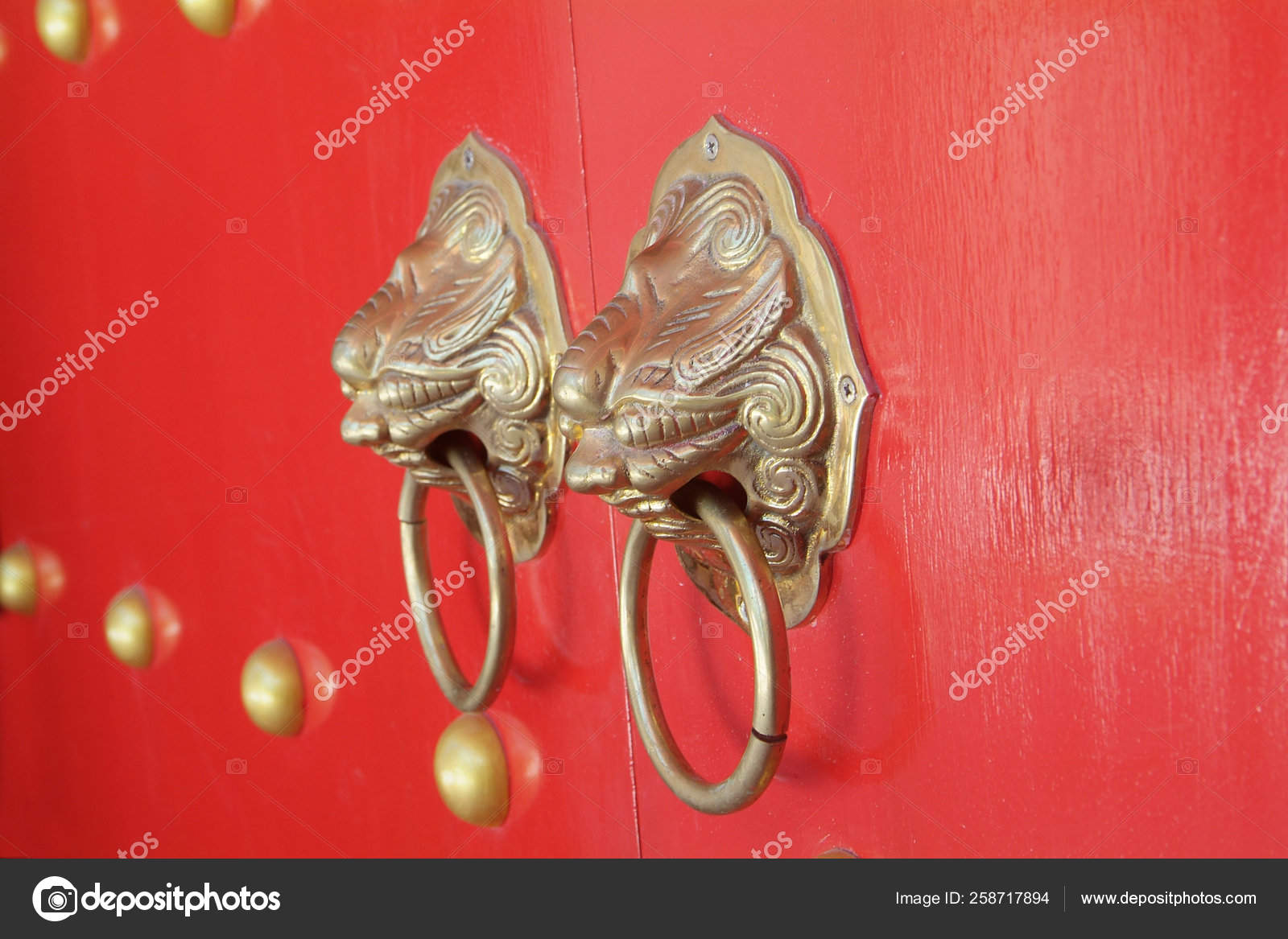 Door Handles Chinese Temple Pattaya Chonburi Province Thailand