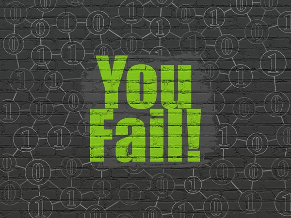 Концепция Финансирования Окрашенный Зеленый Текст You Fail Фоне Стены Черного — стоковое фото