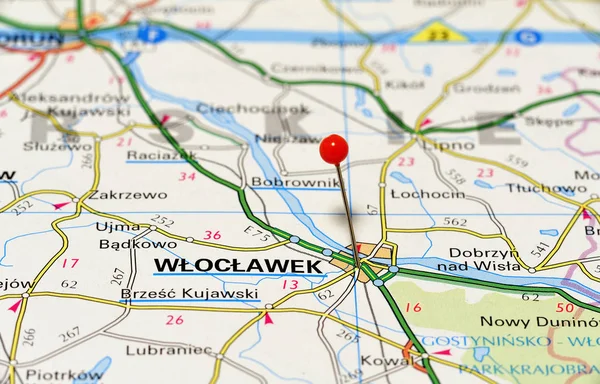ウォカウクのクローズアップマップ ポーランドの都市 都市地図 — ストック写真