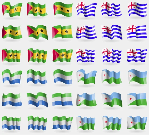 Santo Tomé Príncipe Ajaria Sierra Leona Yibuti Conjunto Banderas Los — Foto de Stock