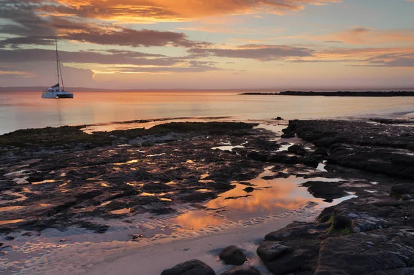 Hermosa Puesta Sol Cabbage Tree Beach Jervis Bay Shoalhaven Nsw — Foto de Stock