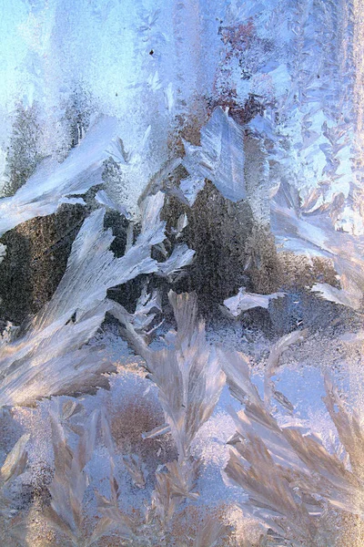 Pozadí Ledu Okénku Zimě — Stock fotografie