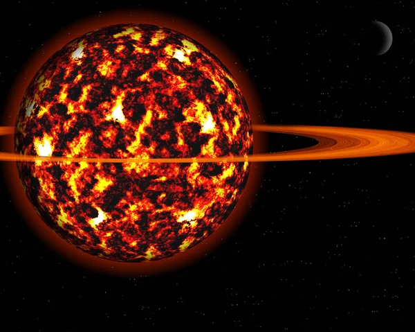 Planeta Ardente Com Explosões Fiery Ventos Térmicos Turbulência Giratória — Fotografia de Stock