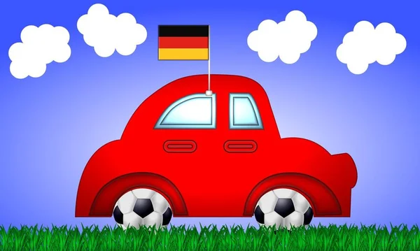 Fan Car Alemania Con Bandera — Foto de Stock