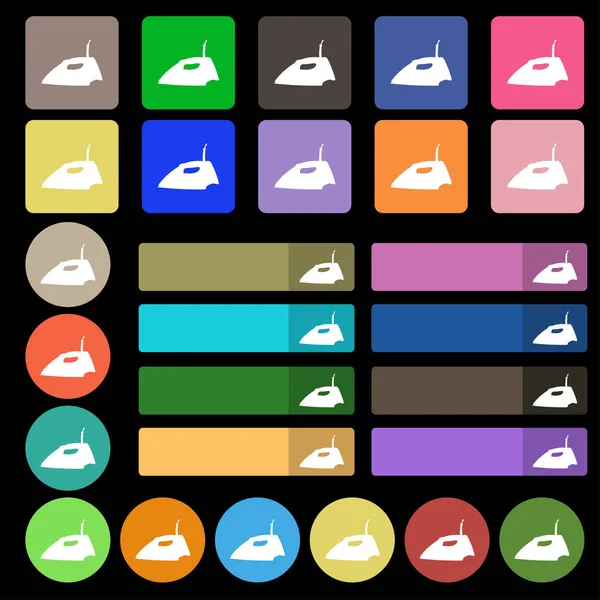 Signo Icono Hierro Set Veintisiete Botones Planos Multicolores Ilustración —  Fotos de Stock