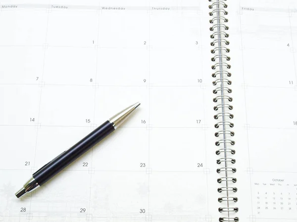 Een Agenda Pagina Organizer Een Pen Als Achtergrond — Stockfoto