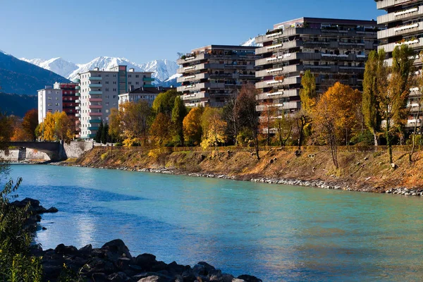 Innsbruck Stadt Mit Fluss Österreich — Stockfoto