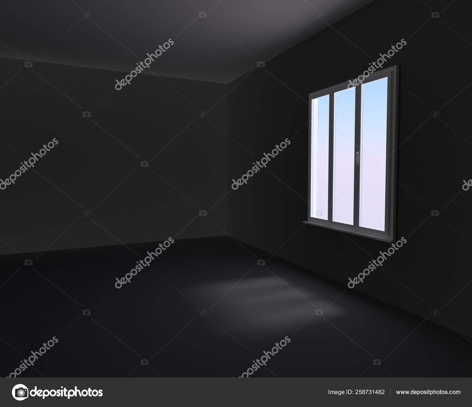 Dunkler Raum Mit Licht Das Durch Das Fenster Kommt Illustration Stockfotografie Lizenzfreie Fotos C Yayimages 258731482 Depositphotos