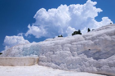 A miracle of nature. Wonder of nature. Limestone cliffs in Pamukkale in Turkey. Natural travertine pools and terraces at Pamukkale. clipart