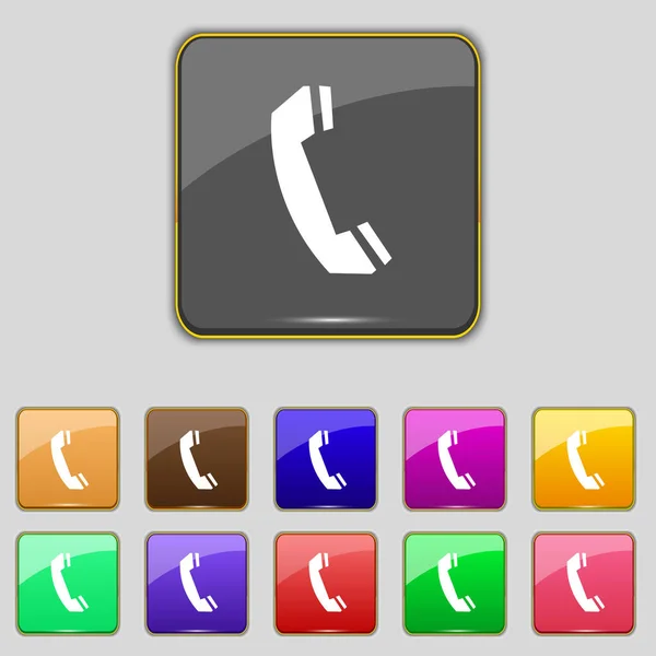 Teken Telefoonpictogram Ondersteuning Symbool Callcenter Kleurrijke Knoppen Afbeelding Instellen — Stockfoto