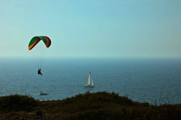 Parachute Volant Dessus Mer Israël — Photo