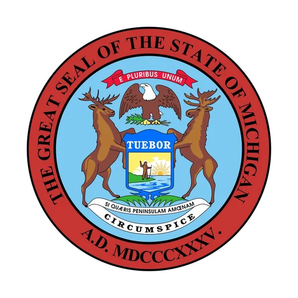 Selo Estado Americano Michigan Isolado Fundo Branco — Fotografia de Stock