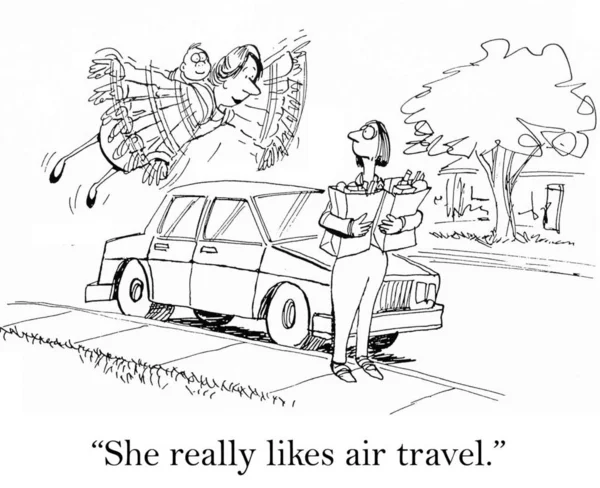 Ela Gosta Mesmo Viajar Avião — Fotografia de Stock