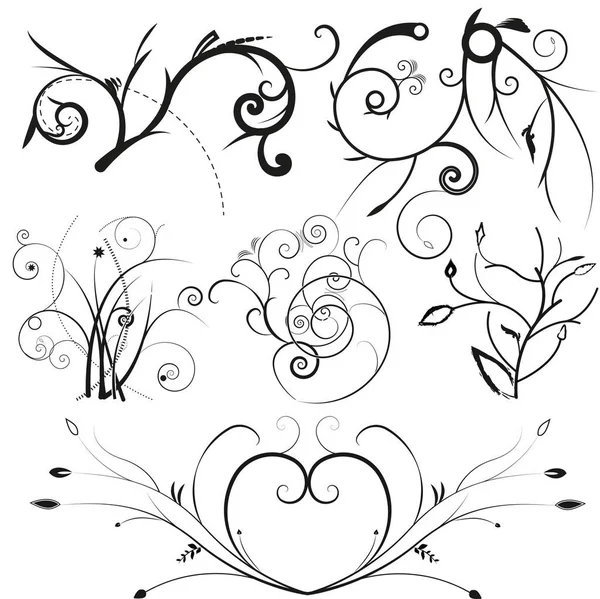 花卉框架矢量格式的插图绘图 — 图库照片