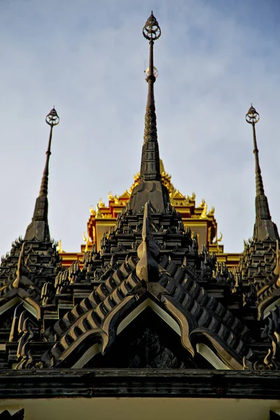 Ásia Bangkok Templo Tailândia Abstrato Cruz Cores Telhado Wat Cores — Fotografia de Stock