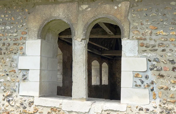 Steinfenster Mittelalterlicher Pfarrkirche Champagner Frankreich — Stockfoto