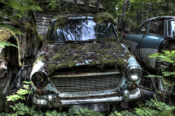 Hdr Фото Автомобилей Деталей Автомобиля Сфотографировано Старом Автомобильном Кладбище Баастне — стоковое фото