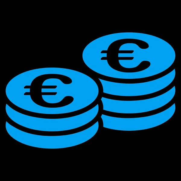 Monedas Euros Estilo Glifo Plano Símbolo Azul Ángulos Redondeados Fondo — Foto de Stock