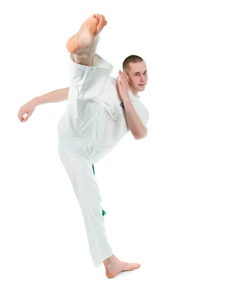 Capoeira Ballerina Posa Sfondo Bianco — Foto Stock