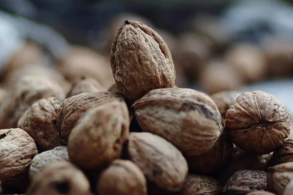 Hromada Vlašských Ořechů Zemědělství Pozadí Ořech — Stock fotografie