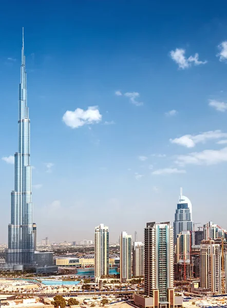 Centrum Dubaje Denní Výhled Luxusní Město Majestátně Nejvyšší Mrakodrap Burj — Stock fotografie