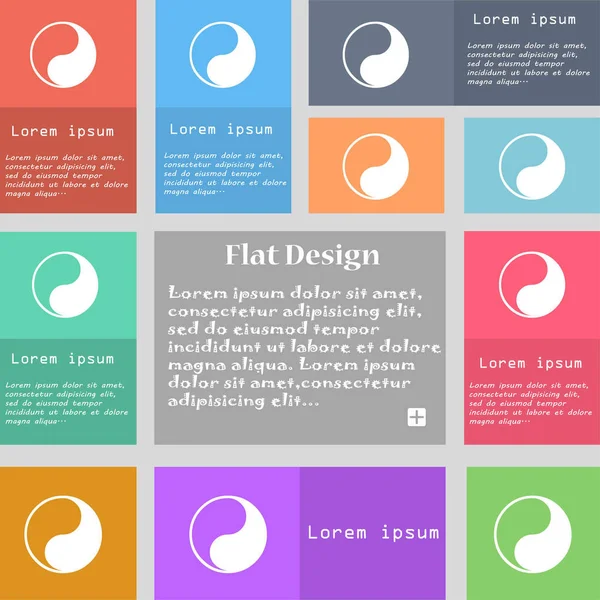 Yin Yang Ícone Sinal Conjunto Botões Multicoloridos Com Espaço Para — Fotografia de Stock