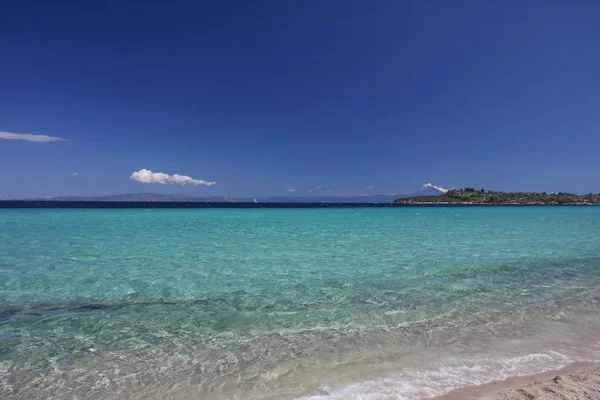 Beauriful Niuanse Niebieski Kolor Plaży Morze Egejskie Grecja — Zdjęcie stockowe