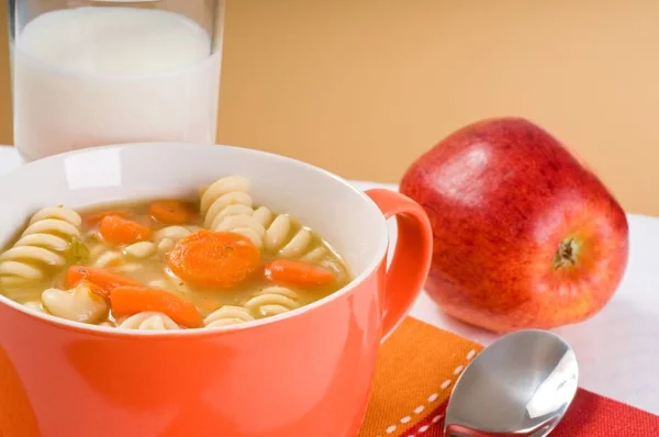 Bowl Healthy Homemade Chicken Noodle Soup — Stock Photo, Image