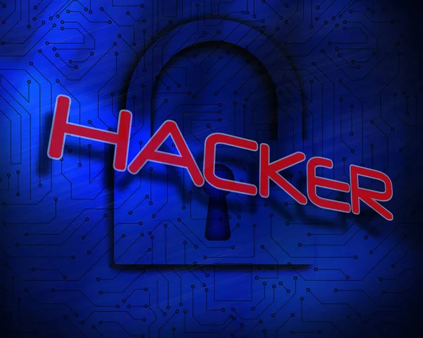 Slovo Hacker Proti Uzamknutí Digitálního Pozadí — Stock fotografie