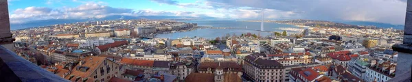 Panorama Ville Genève Par Belle Journée Cathédrale Célèbre Saint Pierre — Photo