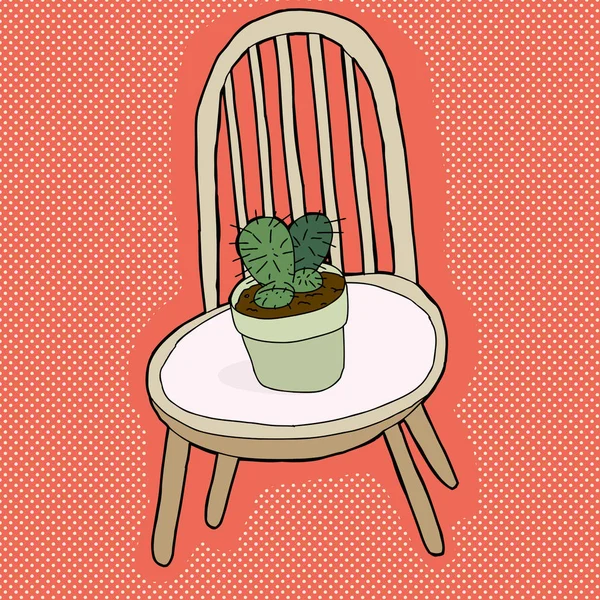 Kaktüs Bitki Koltuk Sandalye Üzerinde Pot — Stok fotoğraf