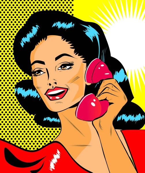 Lady Chatting Phone Retro Clip Art — Stock Photo, Image