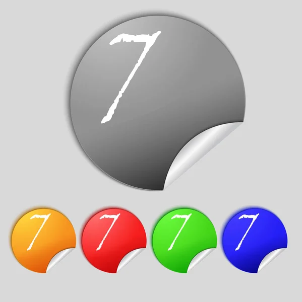 Znak Ikony Numer Siedem Zestaw Kolorowych Przycisków Ilustracja — Zdjęcie stockowe