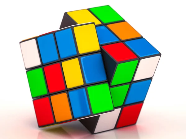 Rubiks Kub Vit Bakgrund — Stockfoto