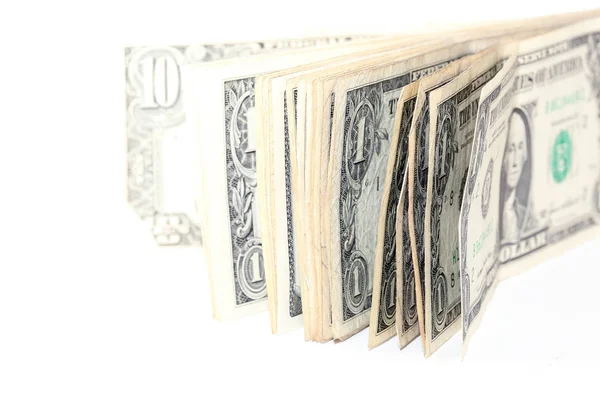 Gebruikte Dollar Bankbiljetten Geïsoleerd Witte Achtergrond — Stockfoto