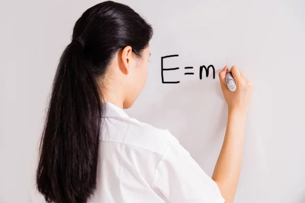 Chinese High School Girl Uniform Writing Whiteboard — Stock Photo, Image