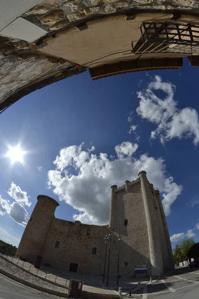 Torija Castle Fisheye Lens Spain Sunny Day Few Clouds Spring — Stock Photo, Image