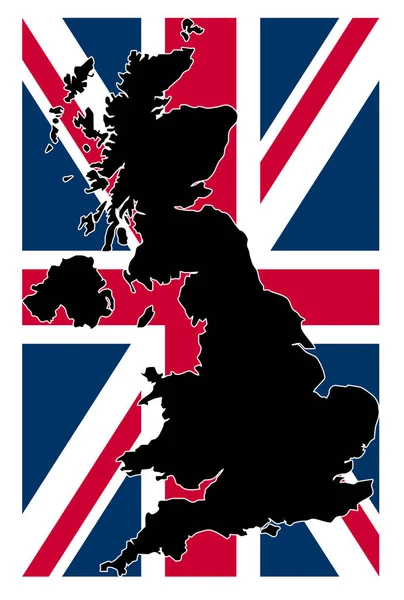 ユニオン ジャックの旗を持つ英国マップ — ストック写真