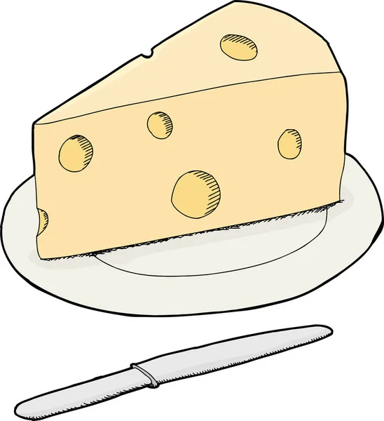 ナイフとスイスチーズの孤立した三角形チャンク — ストック写真
