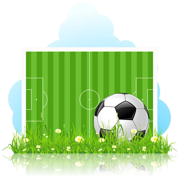 Fußball Auf Grünem Rasen Und Rasenplatz — Stockfoto