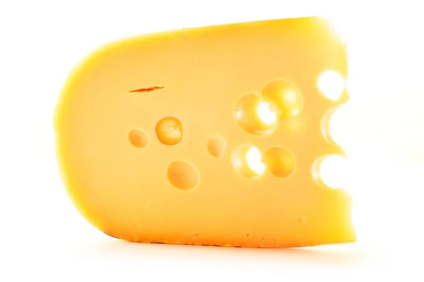 Stück Käse Isoliert Auf Weiß — Stockfoto