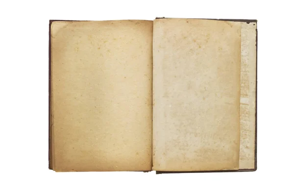 Antiguo Libro Abierto Con Páginas Blanco Aisladas Sobre Fondo Blanco — Foto de Stock