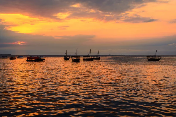 Ein Schöner Sonnenuntergang Steinstadt Einer Wunderschönen Hauptstadt Der Insel Sansibar — Stockfoto