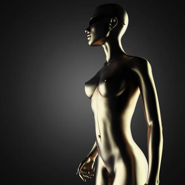 Bella Statuetta Femminile Dorata Sfondo Scuro — Foto Stock